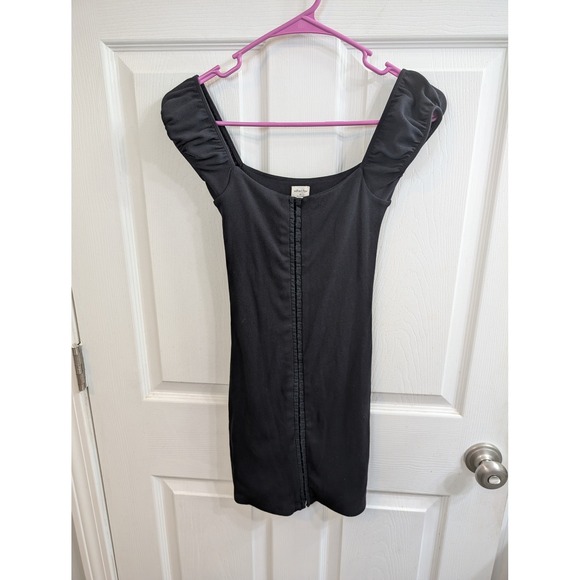 Wilfred Free Dresses & Skirts - Wilfred Free Fortune Mini Dress Black Ribbed Hook & Eye Bodycon - Size XXS